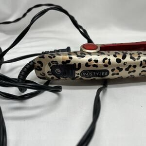 InStyler Rotating Hot Iron 3/4" Leopard Print Curling Straightening IS1001 WORKS